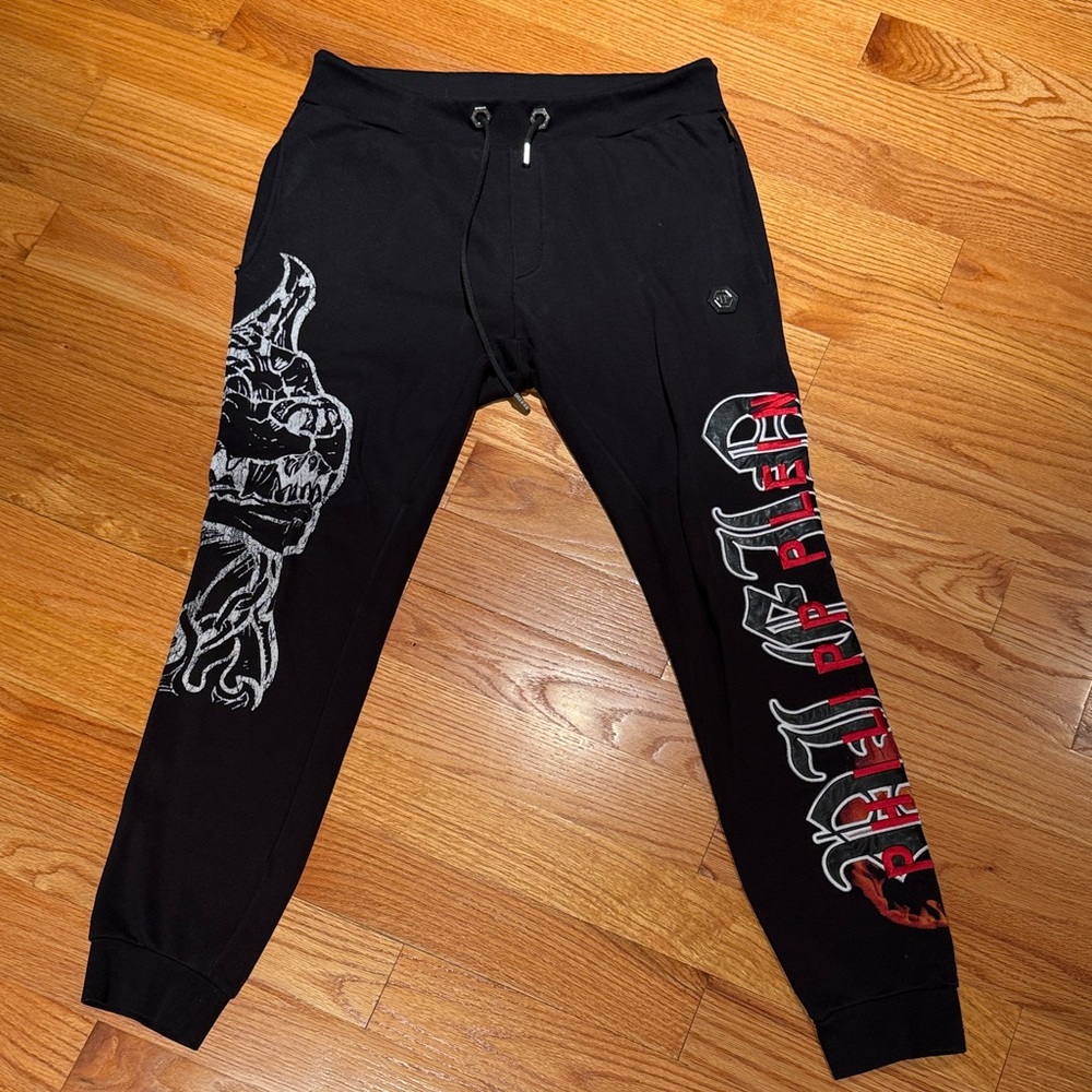 Black Graphic Men's Joggers by PHILLIP PLEIN